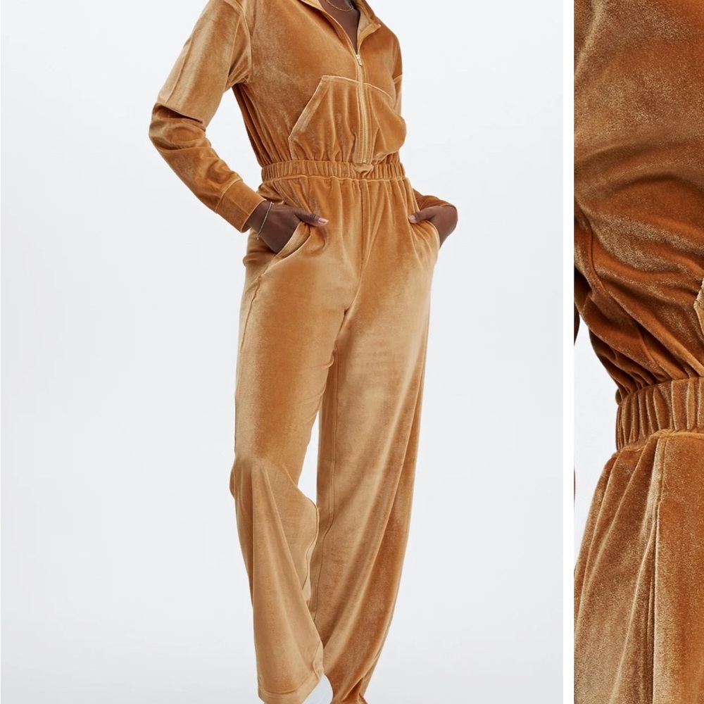 Velour Zip-Up Wide Leg Onesie